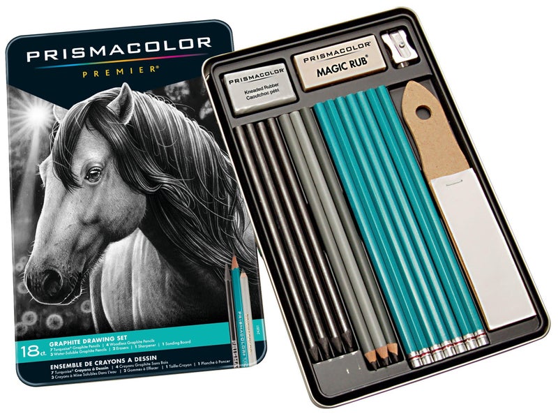 Prismacolor Premier Graphite Drawing Pencils With Erasers & Sharpeners, Adult Coloring, 18-Piece Set - Image 3