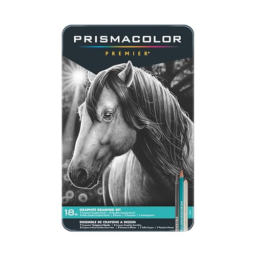Prismacolor Premier Graphite Drawing Pencils With Erasers & Sharpeners, Adult Coloring, 18-Piece Set - Image 1