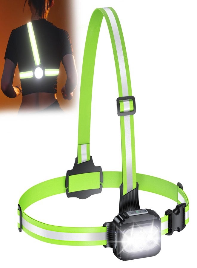 Viccux Running Lights for Runners with Reflective Straps, 500 Lumens 7 Modes & 45° Adjustable Running Light, IPX4 Waterproof Chest Running Light Vest for Night Running Hiking Cycling, 2-16h Use Time - Image 1