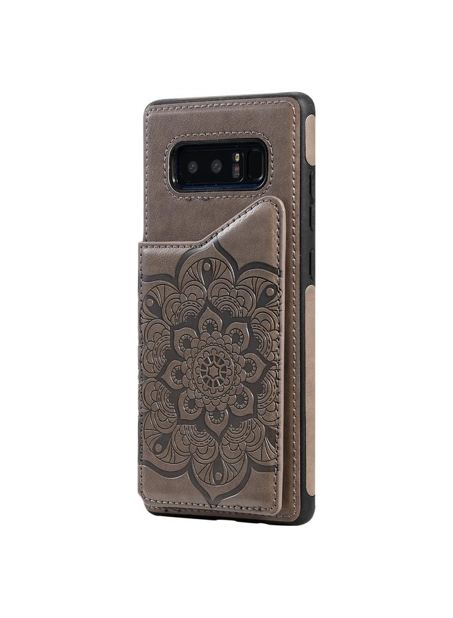 اس-توب جراب لهاتف Samsung Galaxy Note 8، جراب واقٍ مقاوم للصدمات بنقشة زهور مع حامل وفتحات للبطاقات وإطار للصور - Image 2