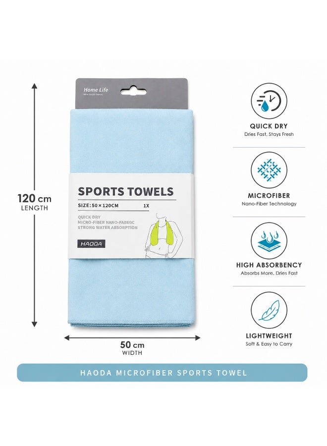 Quick Dry Microfiber Sports Towel 120 x 50 cm Lightweight Gym Towel With Strong Water Absorption Fast Drying Nano Fabric For Gym Travel Sports And Home (Light Blue) - Image 4