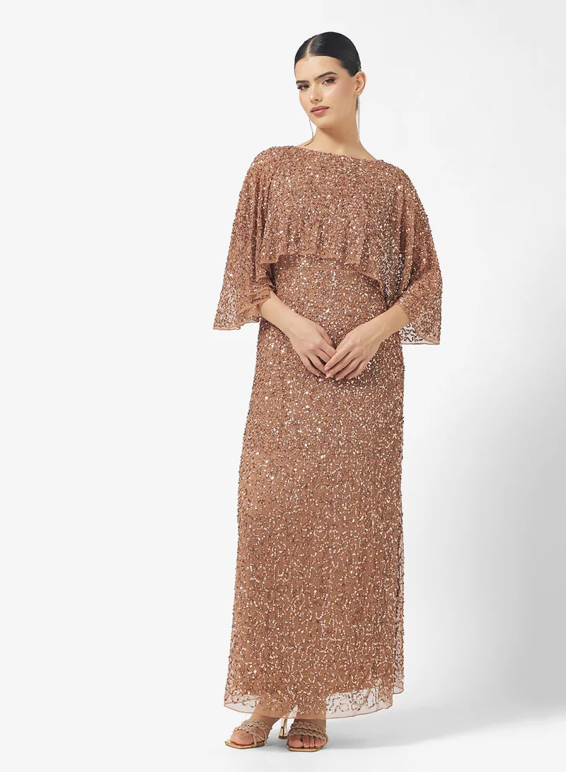 اميليا روز Crew Neck Sequin Embellished Maxi Dress