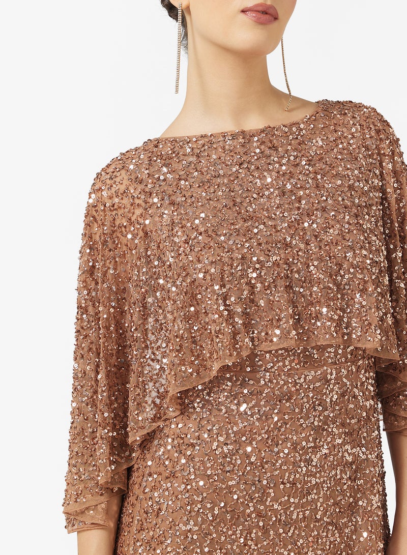 Amelia Rose Crew Neck Sequin Embellished Maxi Dress - Image 4