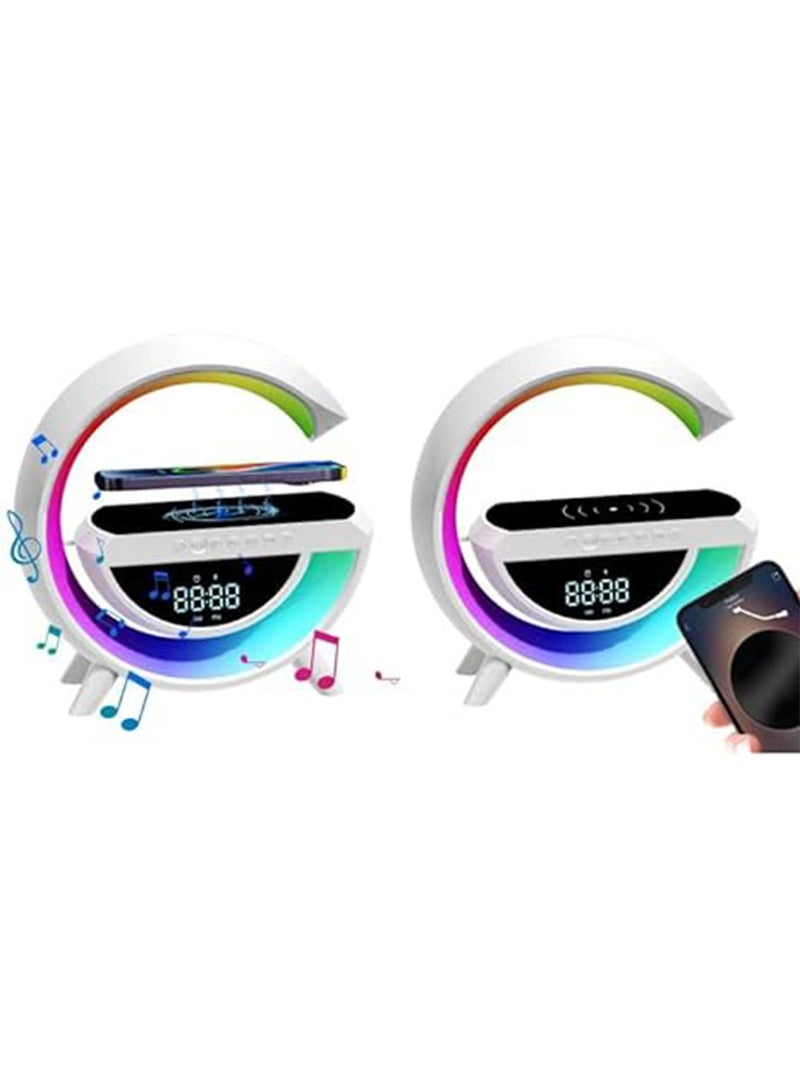 NAFEH Digital Led Wireless Charger Speaker Multifunctional Wireless Speaker with Ambient Lights - Image 3