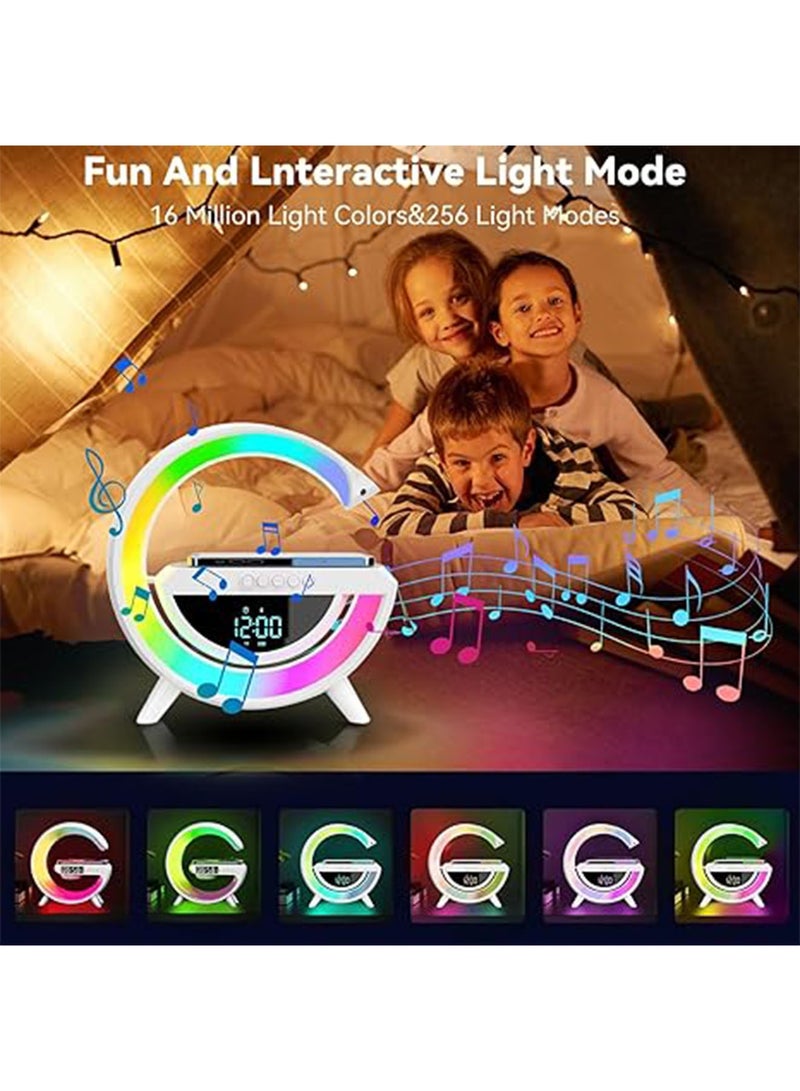NAFEH Digital Led Wireless Charger Speaker Multifunctional Wireless Speaker with Ambient Lights - Image 4