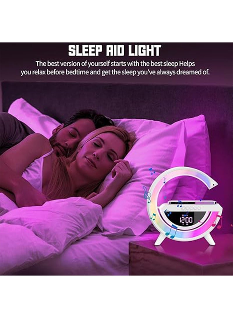 NAFEH Digital Led Wireless Charger Speaker Multifunctional Wireless Speaker with Ambient Lights - Image 5