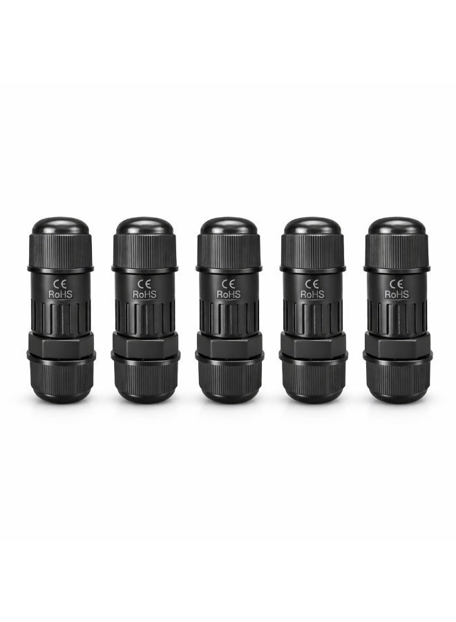 CZEN ELECTRIC IP68 Waterproof Inline Connector M10 (0.5–1.0 mm²), 3-Core 3-Pole Cable Connector, Cable OD 3–6 mm, Weatherproof Cable Joint for Outdoor, Solar, Garden, LED & Underground Wiring (Pack of 5) - Image 1