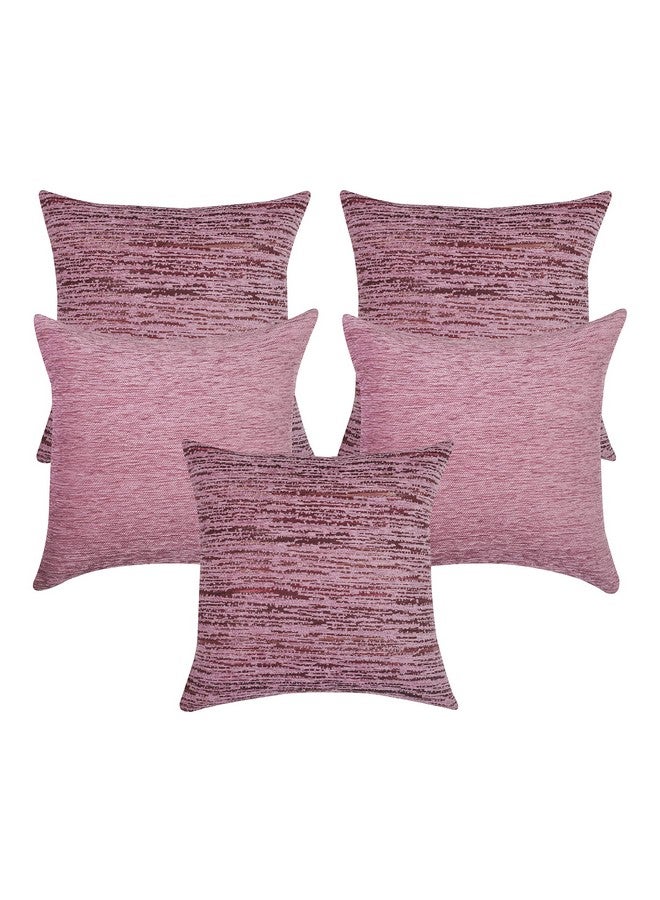 Cazimo Jacquard Decorative Abstract Design Soft Cushion Covers Hypo-Allergenic Washable Non-Fade Diwan Sofa Pillow Covers For Home Bed & Living Room Size - 16 X16 Inches, Color Baby Pink, Set of 5 Pcs - Image 2