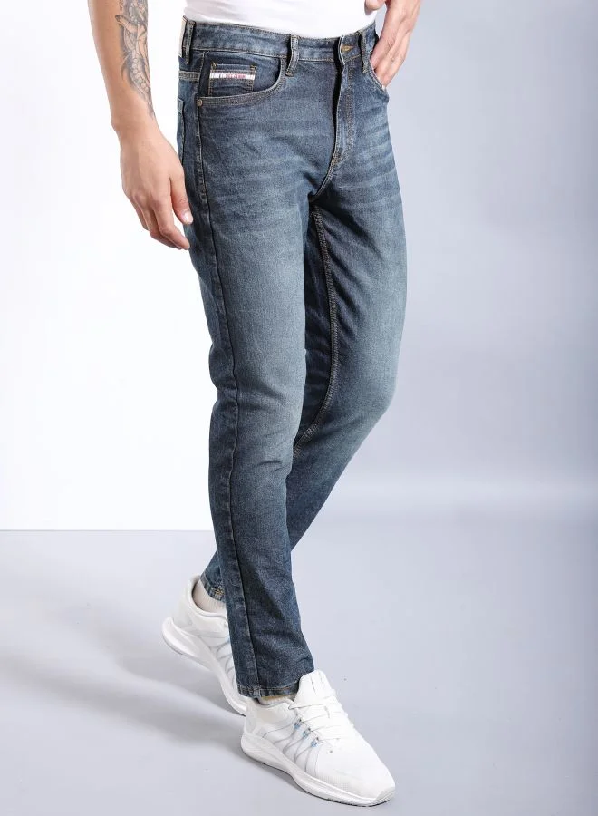 The Indian Garage Co Men Slim Fit Solid Mid-Rise Stretchable Jeans