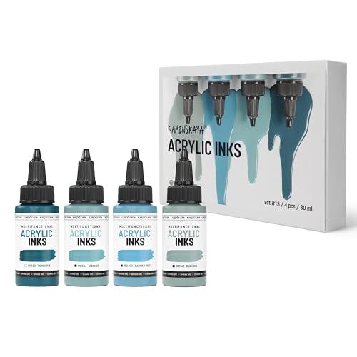 Kamenskaya Acrylic Inks for Artists - Acrylic Ink Set, Color Combination #15-4 pcs. 1 Fl Oz (30 ml) Each - Image 1
