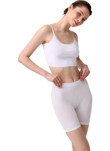 COTTONHILL Women's White Ultra-Comfortable Seamless High Waist Long Leg Boxer  - Image 1