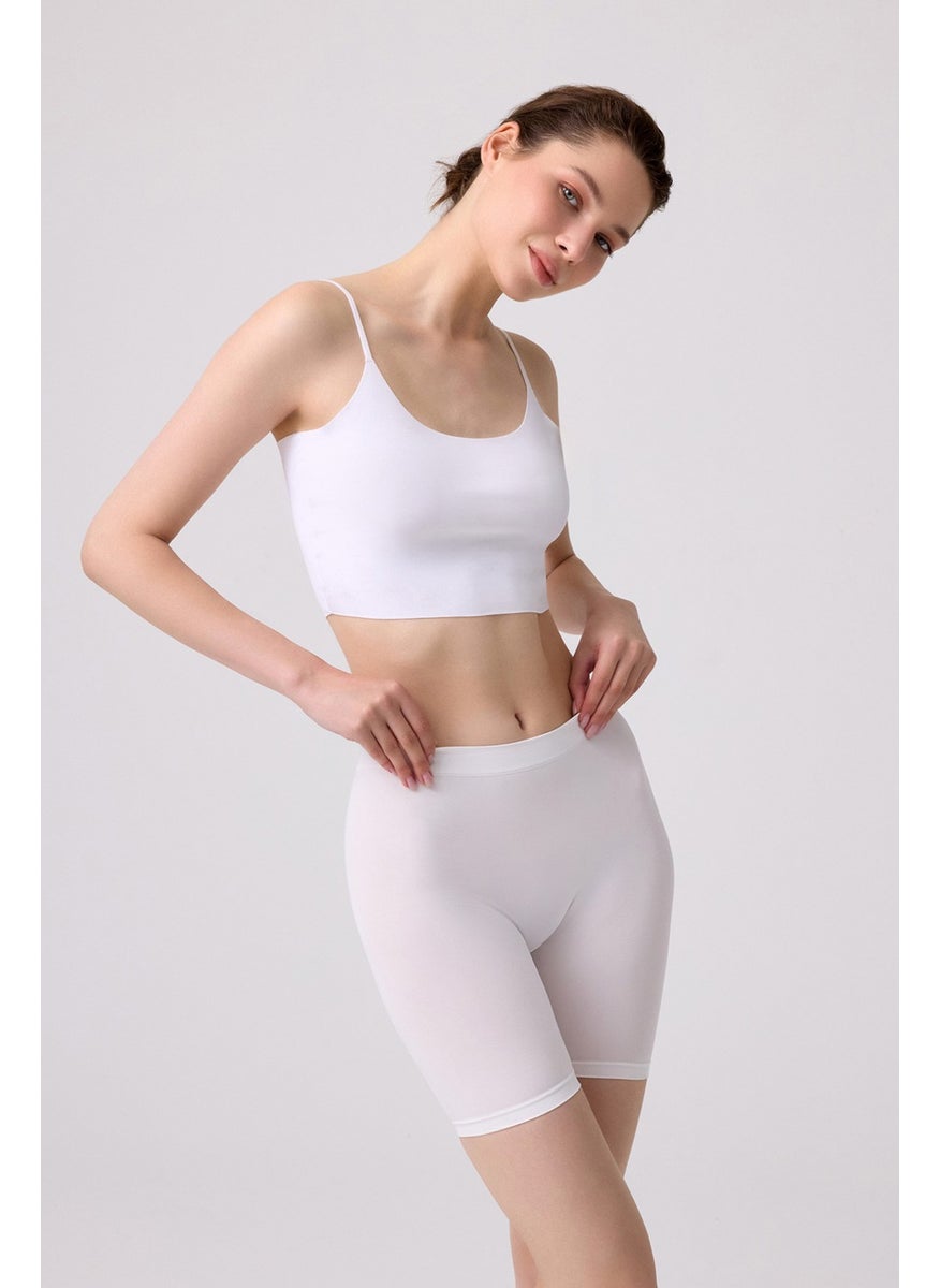 COTTONHILL شورت نسائي أبيض مريح للغاية بدون seams عالي الخصر طويل الساق  - Image 5