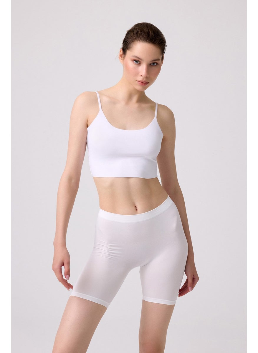COTTONHILL شورت نسائي أبيض مريح للغاية بدون seams عالي الخصر طويل الساق  - Image 4