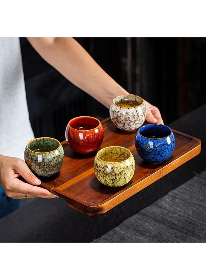 XiuWoo 5 Piece Ceramic Tea Cup gift set,Double Walled Espresso V60 Coffee Cups Porcelain Tea Cup Set, Chinese kung fu tea set, Japanese style tea cup, yerba mate tea set, ceramic mate cup set, Coffee Cup Set,200 ml,5 Colors(Nice Packaging, Used as Gift, 200ml) - Image 2