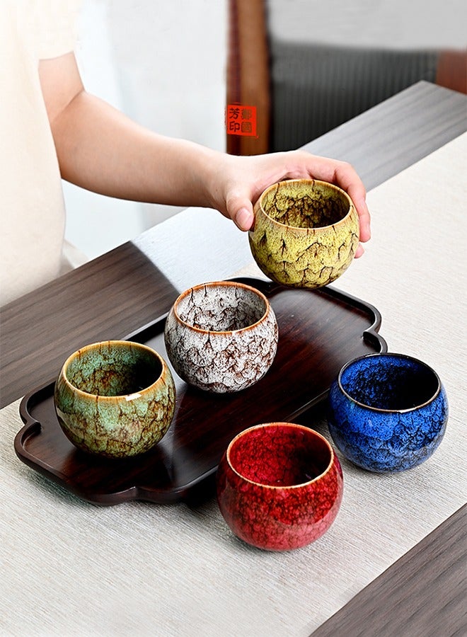 XiuWoo 5 Piece Ceramic Tea Cup gift set,Double Walled Espresso V60 Coffee Cups Porcelain Tea Cup Set, Chinese kung fu tea set, Japanese style tea cup, yerba mate tea set, ceramic mate cup set, Coffee Cup Set,200 ml,5 Colors(Nice Packaging, Used as Gift, 200ml) - Image 4