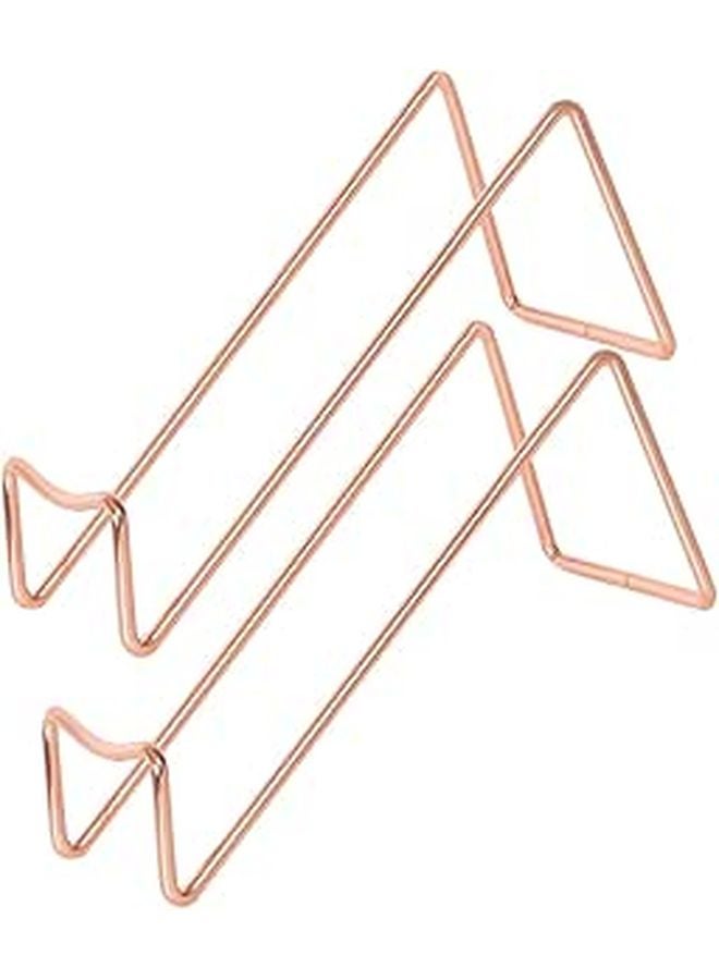 2pcs Rose Gold Metal Wine Rack Desktop Single Bottle Holder Modern Display Stand Home Bar - Image 1
