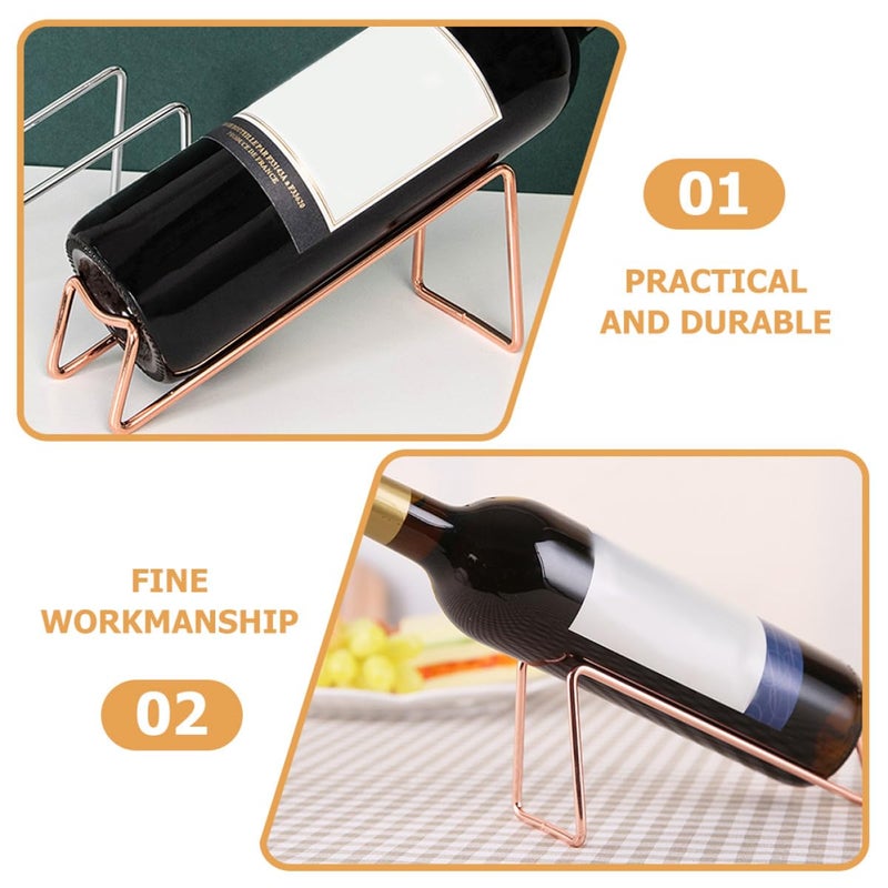 2pcs Rose Gold Metal Wine Rack Desktop Single Bottle Holder Modern Display Stand Home Bar - Image 4