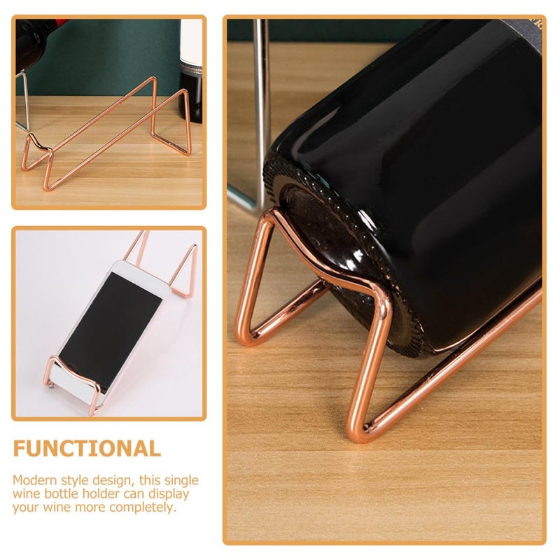2pcs Rose Gold Metal Wine Rack Desktop Single Bottle Holder Modern Display Stand Home Bar - Image 5