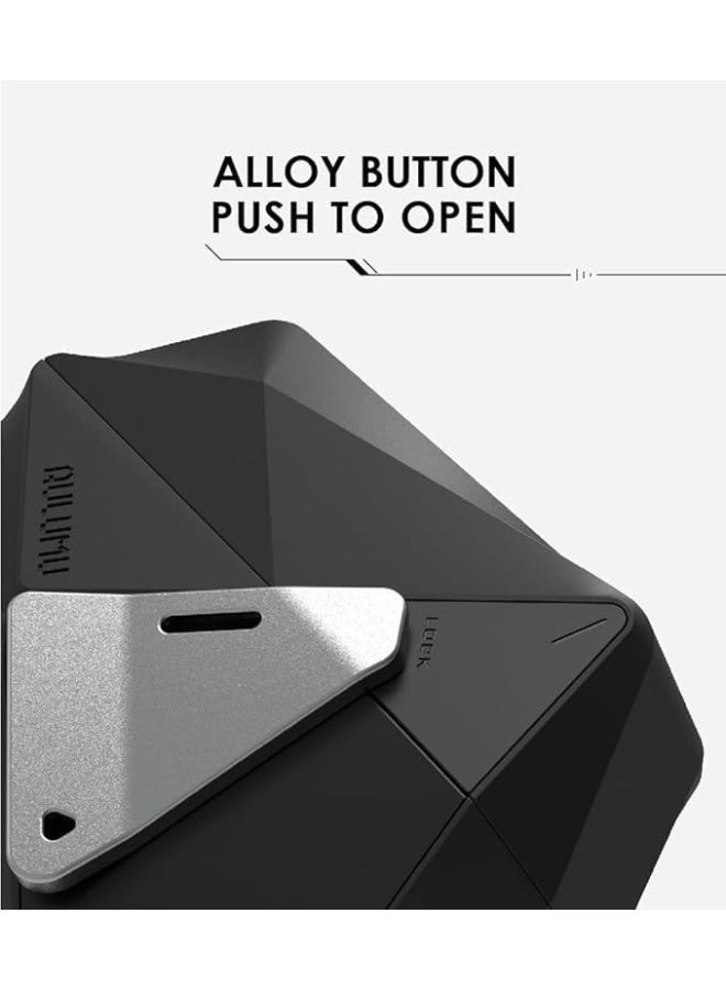 Aulumu A09 Geometric AirPods Pro 2 Case [2nd/1st Generation] with Lock | Protective Cover with Nylon Buckle | Alloy Armour | Compatible with Apple AirPods Pro(2023/2022/2019) - Black - Image 2