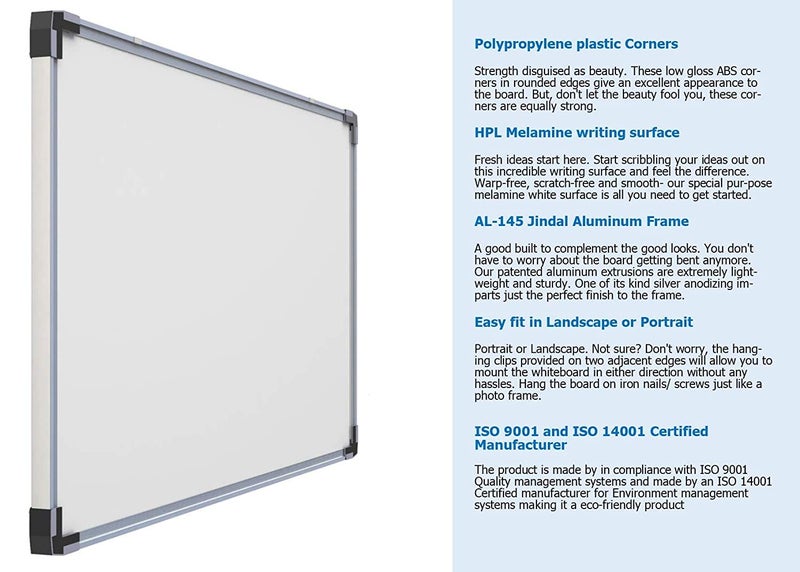 Nechams® Non-Magnetic White Board Slate for use as Children slate, Memo board | Dry Erase Marker Board, Dry erase slate | Budget series | Good for Children, and Students Home, School, College, Institution 1.5x1ft - Image 2