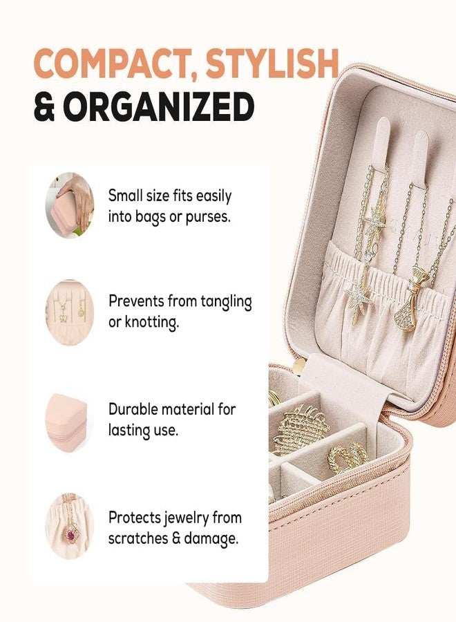 JELVI Faux Leather Mini Jewelry Travel Case,Small Travel Jewelry Organizer, Portable Jewelry Box Travel Mini Storage Organizer Portable Display Storage Box For Rings Earrings Necklaces Gifts - Image 5