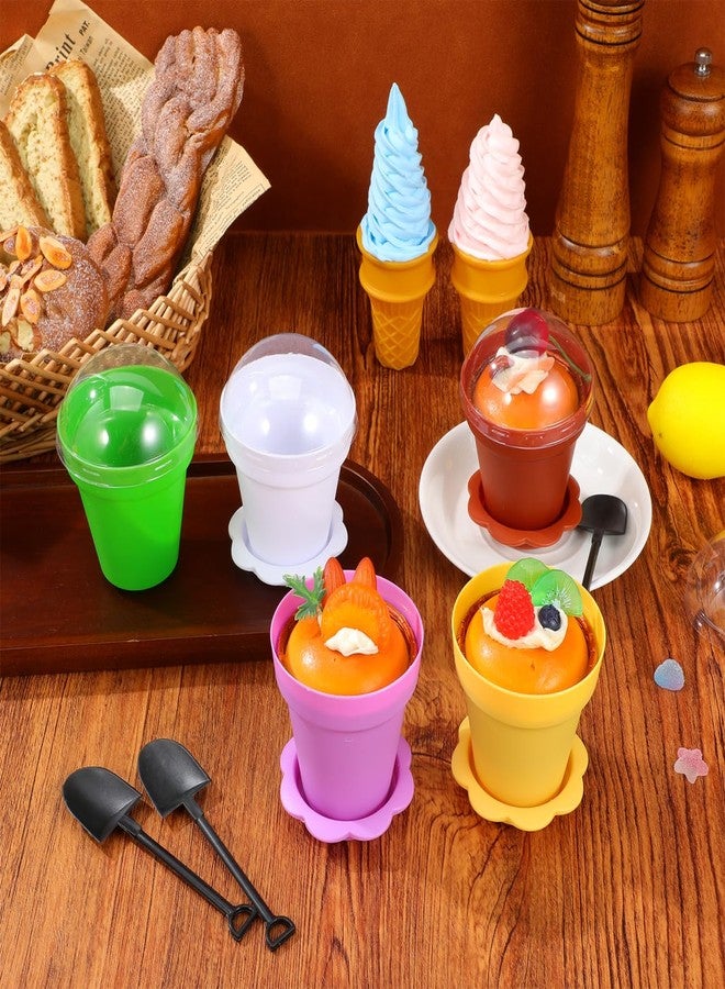 HAKIDZEL 10 Pack Dessert Cups Pudding Yogurt Ice Cream with Tray Small Flower Pot Mousse Cups for Party Mini Clear Plastic - Image 2