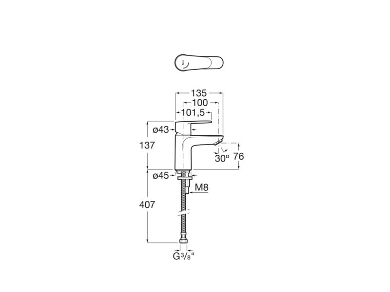 Roca A5A324FC00 Victoria Plus Sink Mixer, Smooth Body, Cold Start, Chrome - Image 2
