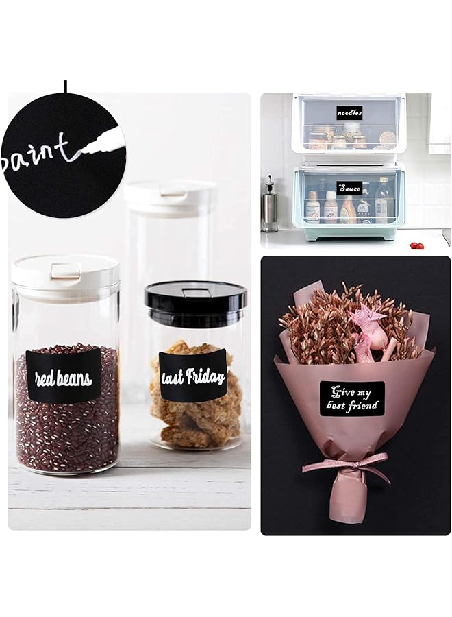 إيروريكس ملصقات سبورة قابلة لإعادة الاستخدام ومقاومة للماء وملصقات سبورة لتخزين وأكواب زجاجية وحاويات مع علامتين من الطباشير ومنظم للمكتب والمطبخ، 180 قطعة، 55 مم × 34 مم، 2 لفة - Image 4