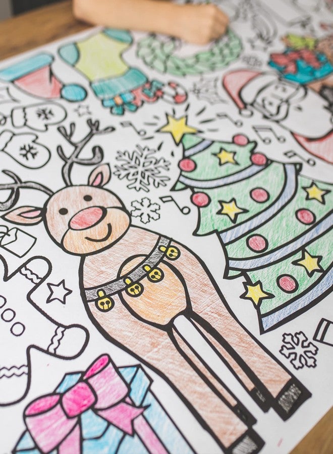 Tiny Expressions Christmas Coloring Tablecloth | Rolled, No Creases 30" x 72" Giant Coloring Poster to Color On | Christmas Holiday Activity - Image 4