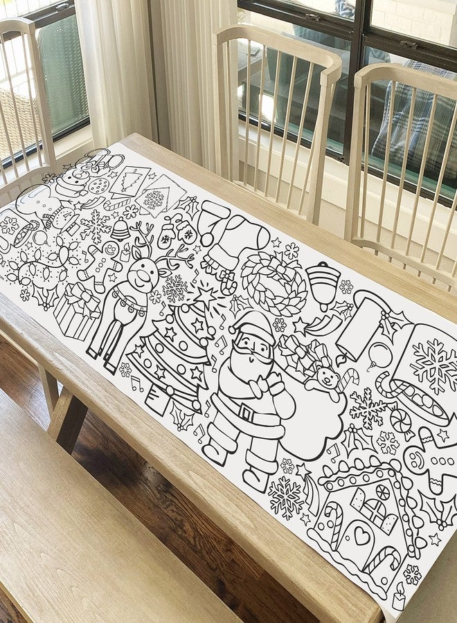 Tiny Expressions Christmas Coloring Tablecloth | Rolled, No Creases 30" x 72" Giant Coloring Poster to Color On | Christmas Holiday Activity - Image 2