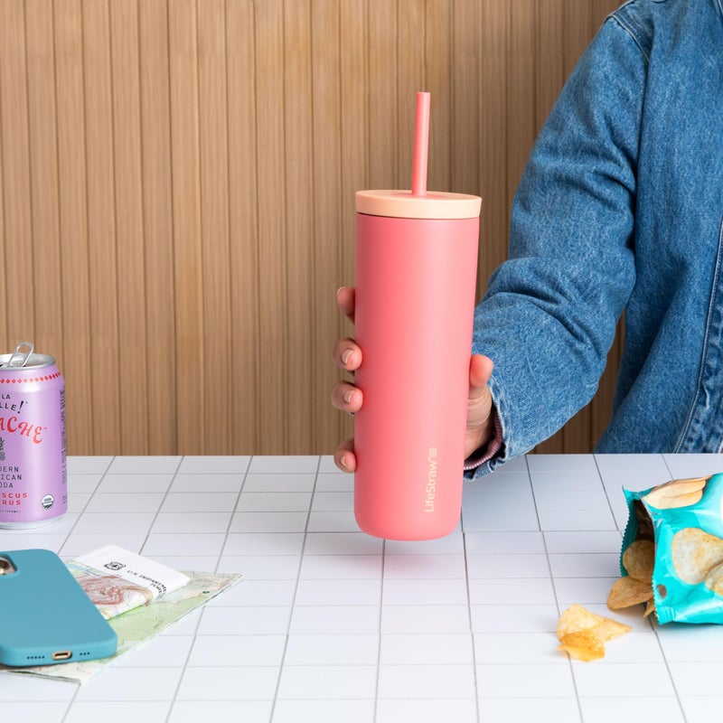 LifeStraw Go Series Tumbler - Double Wall Insulated Stainless Steel Water Filter  Cactus Green  Designed for Everyday Use  Removes Bacteria  Parasites  Microplastics  and Improves Taste - Image 4