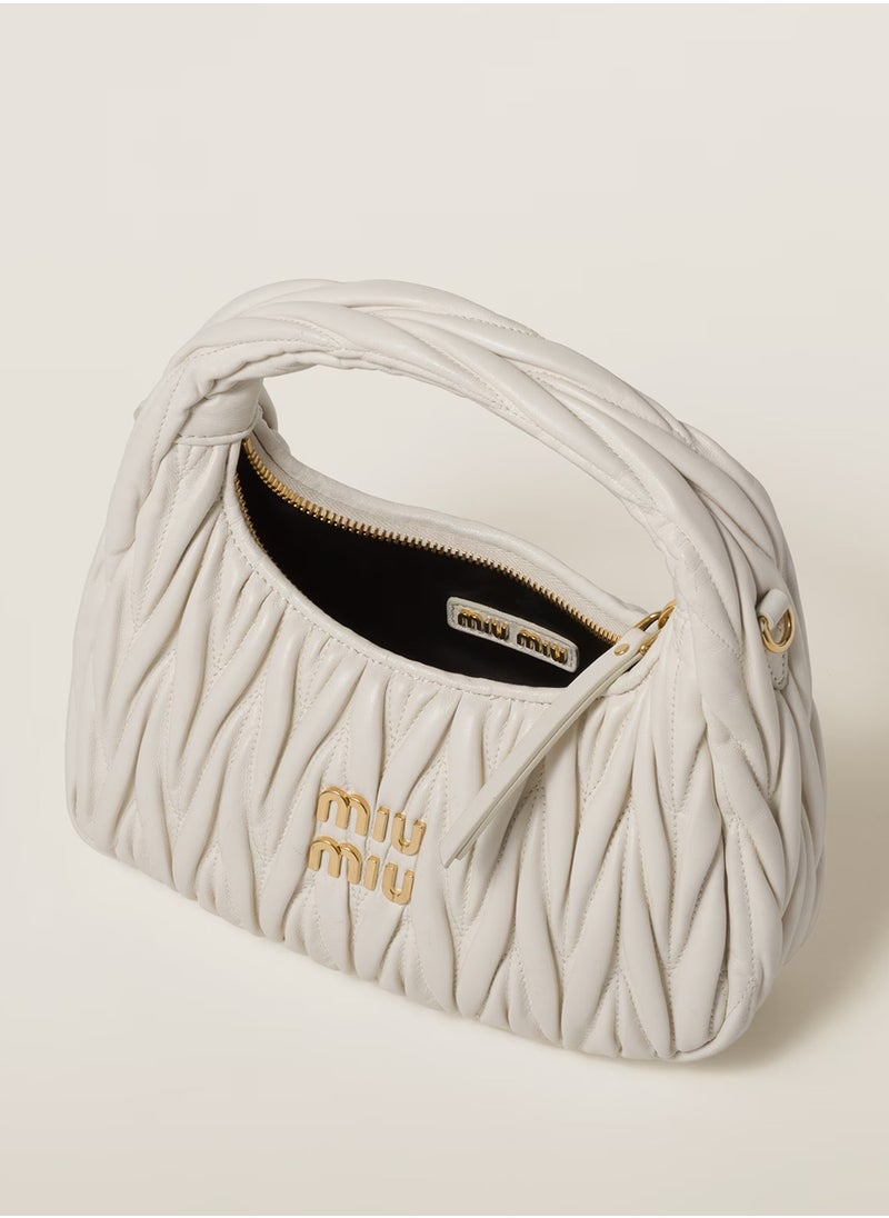 Miu Miu MIU Wander Matelassé Nappa Leather Hobo Bag, Women's Tote Bag, Womens Cross-Body Bag, Women's Hand Bag, Women's Shoulder Bag, Women's Travel Bag, White  - Image 4