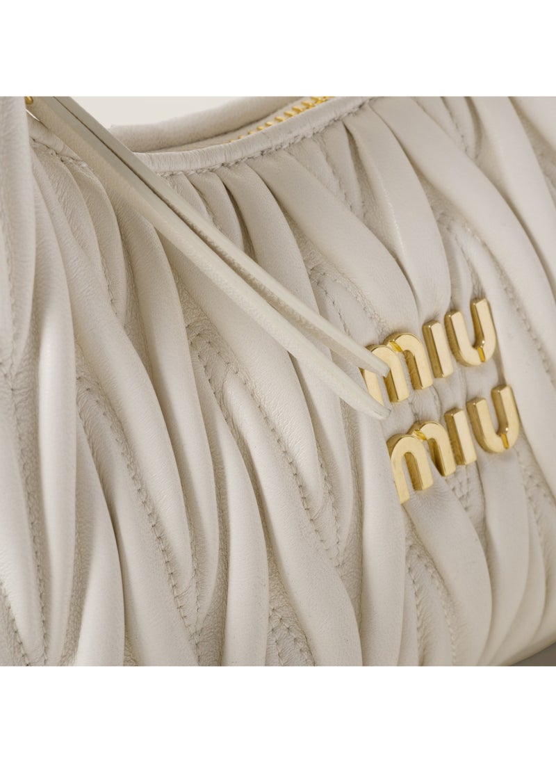 Miu Miu MIU Wander Matelassé Nappa Leather Hobo Bag, Women's Tote Bag, Womens Cross-Body Bag, Women's Hand Bag, Women's Shoulder Bag, Women's Travel Bag, White  - Image 5