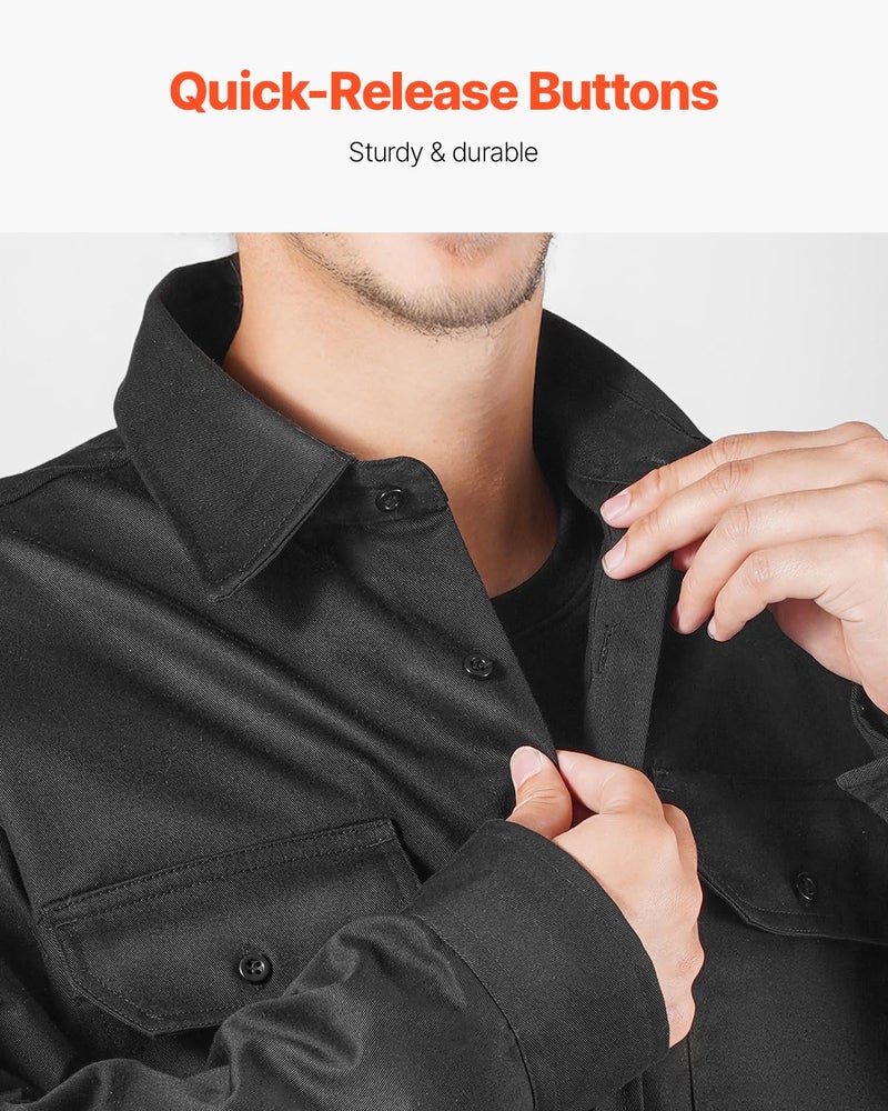 VEVOR Flame Resistant Welding Jacket, 7oz. FR Shirts for Men, Machine Washable Cotton Heat-Resistant Welding Shirt, Meets ATPV 9.2 Cal/cmÂ² Arc Rating - XL Size - Image 4