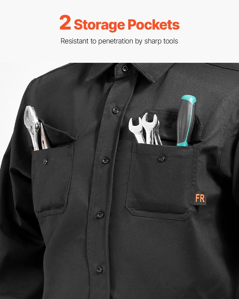 VEVOR Flame Resistant Welding Jacket, 7oz. FR Shirts for Men, Machine Washable Cotton Heat-Resistant Welding Shirt, Meets ATPV 9.2 Cal/cmÂ² Arc Rating - XL Size - Image 5