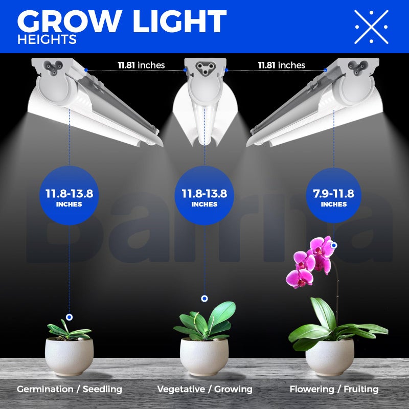Barrina T8 Grow Lights for Indoor Plants, 4FT Full Spectrum Grow Light, 168W(4 x 42W), Plant Lights for Greenhouse Indoor Growing, V-Shape with Reflector, Linkable, 5000K Daylight White, 4 Packs - Image 5