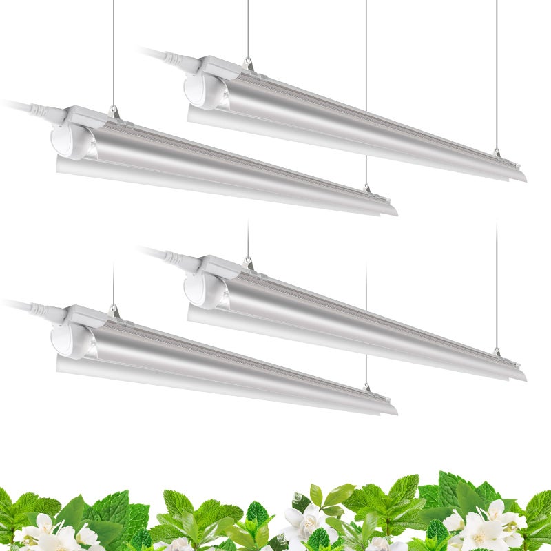 Barrina T8 Grow Lights for Indoor Plants, 4FT Full Spectrum Grow Light, 168W(4 x 42W), Plant Lights for Greenhouse Indoor Growing, V-Shape with Reflector, Linkable, 5000K Daylight White, 4 Packs - Image 1