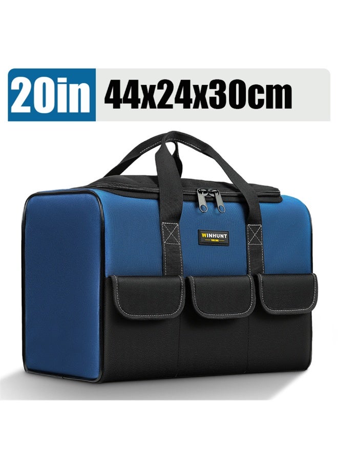 RVETEE 20inch Large Tool Bag Electrician Organizer Pouch Waterproof Storage Bags with Multi Pockets,Blue - Image 1