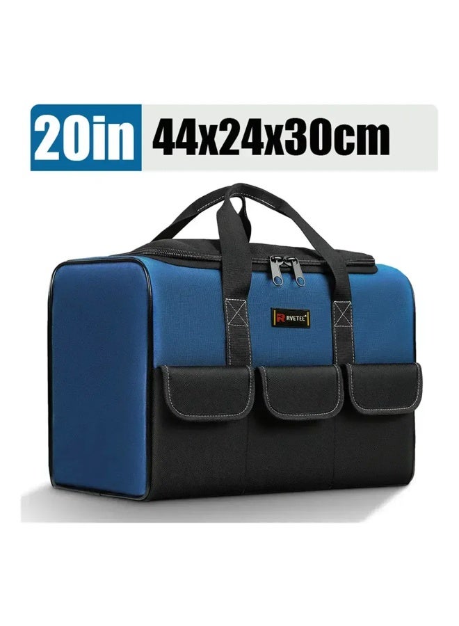 20 Inch Large Capacity Tool Bag for Electrician, Waterproof Heavy Duty Storage Pouch with Multi Pockets, 30% More Capacity, 1680D Oxford Cloth Tool Organizer, Blue - Image 2