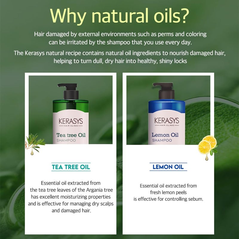 Kerasys Hair Clinic Tea Tree Oil 33.8 fl oz / 1L (Shampoo + Conditioner Set) - Image 2