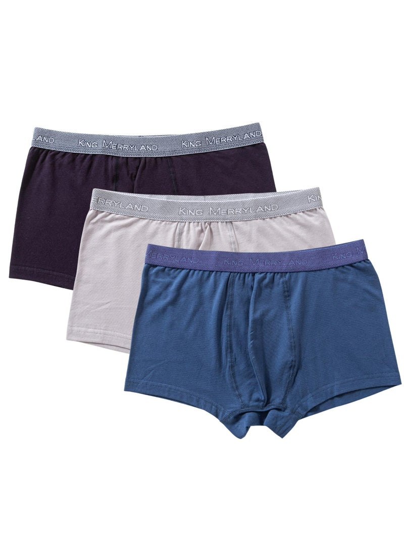 King Merryland Pack of 3 Cotton Lycra Boxer Underwear for Men  - Image 1