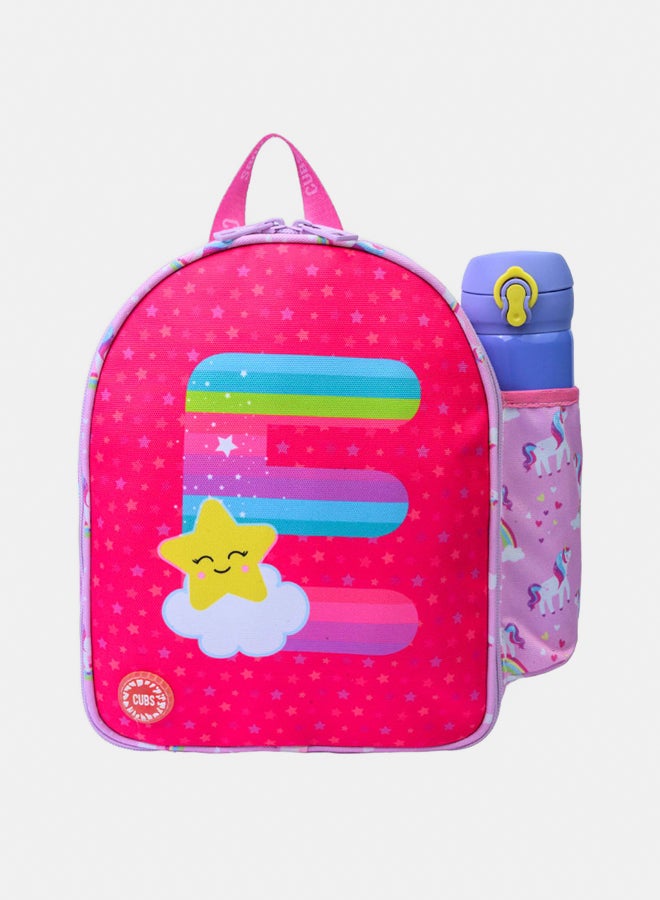 CUBS Nursery Pink Unicorn Letter E Lunch backpack - Image 1