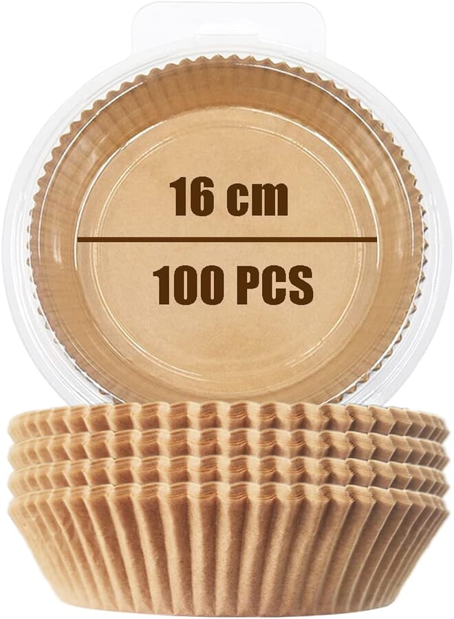 Paper Oven [100 Pieces], YRAKOZIN Round Grease Disposable Paper Liner for Air Fryer Oiled Paper Silicone Non-Stick Multipurpose Apply for Air Fryer, Oven - Wood Color