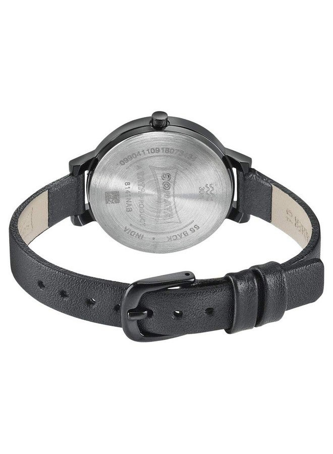 سوناتا ساعة سوناتا كوارتز أنالوج بمينا سوداء وحزام جلدي للنساء - NS8141NL02 - Image 4