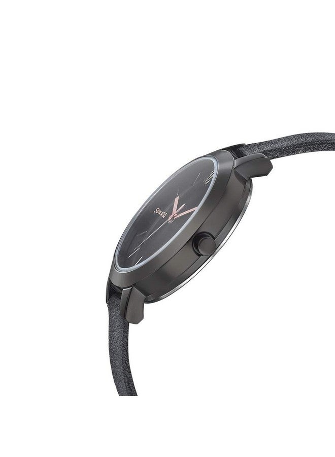 سوناتا ساعة سوناتا كوارتز أنالوج بمينا سوداء وحزام جلدي للنساء - NS8141NL02 - Image 3