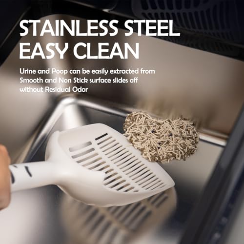 MEEXPAWS Stainless Steel Cat Litter Box Top Entry XL Large with Lid, 8'' High Side Metal Cat Litter Box for Big Cats, Top Cover with Slot, Non-Stick, Easy Clean, Include Litter Scoop - Image 5