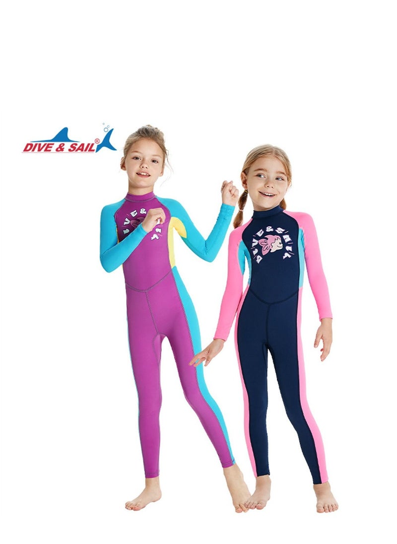 DIVE & SAIL 2Pcs Children's Wetsuit 2.5mm One-piece Thickened Warm Swimsuit Long-sleeved Cold Swimsuit Multicolour  - Image 1