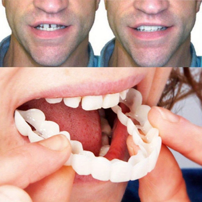 4 Pack White Disposable Simulation Tooth Socket Comfortable And Flexible Teeth Veneer Suitable For Upper And Lower Teeth Men And Women 2 Upper Teeth 2 Lower Teeth - Image 2