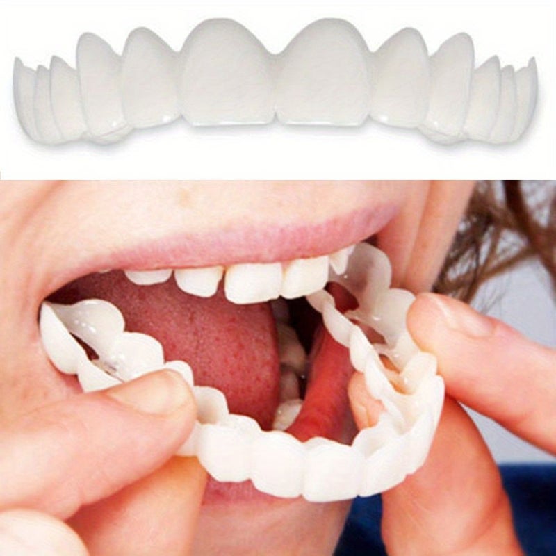 4 Pack White Disposable Simulation Tooth Socket Comfortable And Flexible Teeth Veneer Suitable For Upper And Lower Teeth Men And Women 2 Upper Teeth 2 Lower Teeth - Image 3