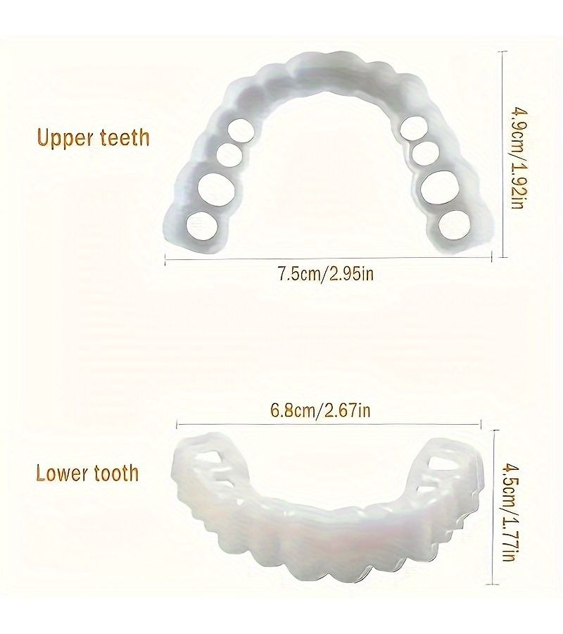 4 Pack White Disposable Simulation Tooth Socket Comfortable And Flexible Teeth Veneer Suitable For Upper And Lower Teeth Men And Women 2 Upper Teeth 2 Lower Teeth - Image 5